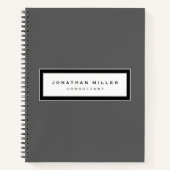 Professionele grijs met omlijnde naam en titel notitieboek (Voorkant)