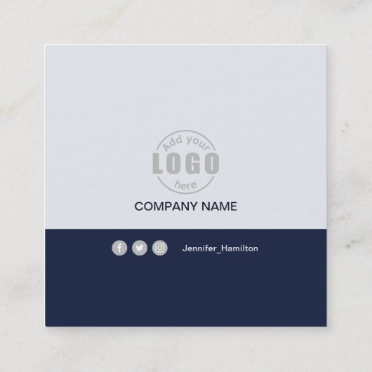 Professionele grijs voeg uw foto QR Code Square Bu Vierkante Visitekaartje (Achterkant)