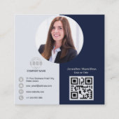 Professionele grijs voeg uw foto QR Code Square Bu Vierkante Visitekaartje (Voorkant)
