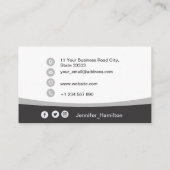 Professionele grijs voeg uw Logo QR-codefoto toe Visitekaartje (Achterkant)