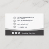 Professionele grijs voeg uw Logo QR-codefoto toe Visitekaartje (Achterkant)