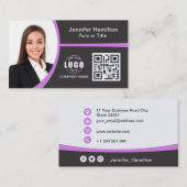 Professionele grijs voeg uw Logo QR-codefoto toe Visitekaartje (Voorkant / Achterkant)