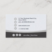 Professionele grijs voeg uw Logo QR-codefoto toe Visitekaartje (Achterkant)