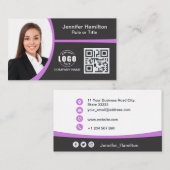 Professionele grijs voeg uw Logo QR-codefoto toe Visitekaartje (Voorkant / Achterkant)