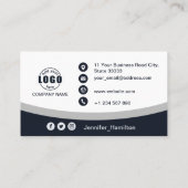 Professionele grijs voeg uw Logo QR-codefoto toe Visitekaartje (Achterkant)