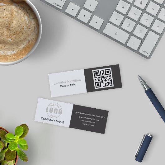 Professionele grijs voegt uw Logo QR-code toe Mini Visitekaartje