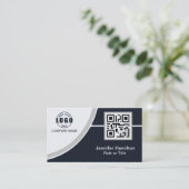 Professionele grijs voegt uw Logo QR-code toe Visitekaartje (Staand voorkant)