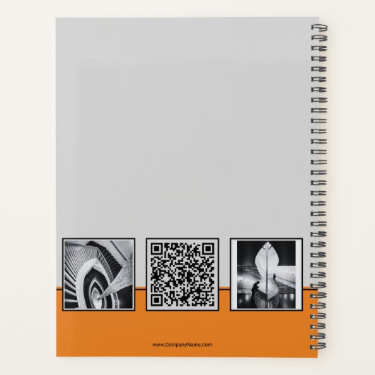 Professionele Grijs, Zwart & Sinaasappel Collage B Planner (Achterkant)