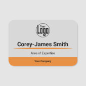 Professionele Grijs Zwart Sinaasappel Logo Experti Naamplaatje (Voorkant)