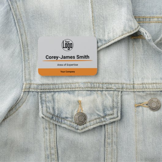 Professionele Grijs Zwart Sinaasappel Logo Experti Naamplaatje (In situ)