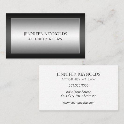 Professionele Grijs Zwart Wit Elegant Visitekaartje (Voorkant / Achterkant)