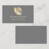 Professionele grijze en lichte goudmonogram visitekaartje (Voorkant / Achterkant)