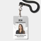 Professionele Grijze Medische ID Badge met Barcode (Voorzijde met lanyard)