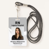 Professionele Grijze Medische ID Badge met Barcode (Voorkant met draagriem)
