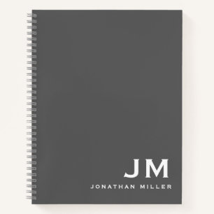Professionele grijze monogram-initiaal letters notitieboek