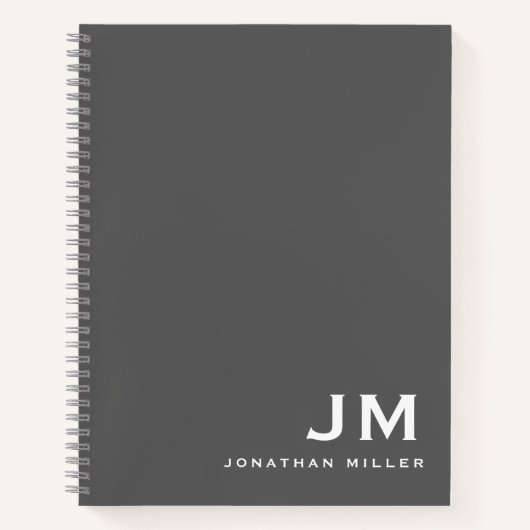 Professionele grijze monogram-initiaal letters notitieboek (Voorkant)