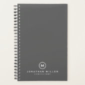 Professionele grijze monogram Initiaal Naam en tit Planner (Voorkant)