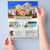 Professionele Grijze Open Huis Vastgoed Flyer (Hand)