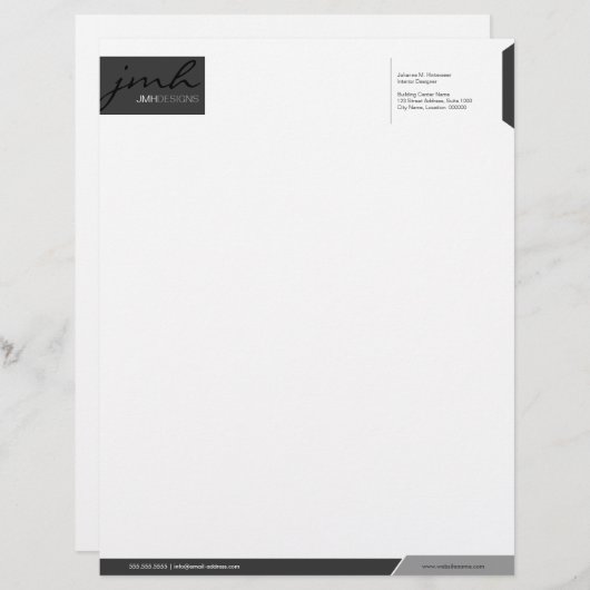 Professionele grijze Sjabloon Briefhoofd Ontwerp (Voorkant / Achterkant)