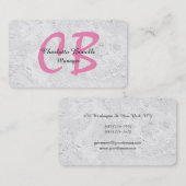 Professionele, grijze wandroze monogram visitekaartje (Voorkant / Achterkant)