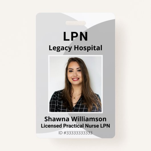 Professionele grijze werknemer ID-badge met barcod Badge (Voorkant)