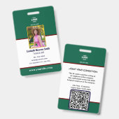 Professionele groene beveiligingsbadge: Foto & Bed Badge (Voor- en achterkant)