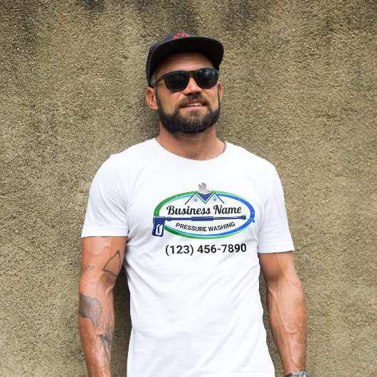 Professionele Groene Blauwe Drukwas Service T-shirt