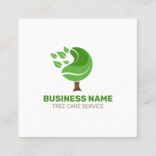 Professionele Groene Bruine Boom Service Lawncare  Vierkante Visitekaartje (Achterkant)