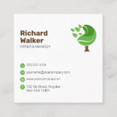 Professionele Groene Bruine Boom Service Lawncare  Vierkante Visitekaartje (Voorkant)