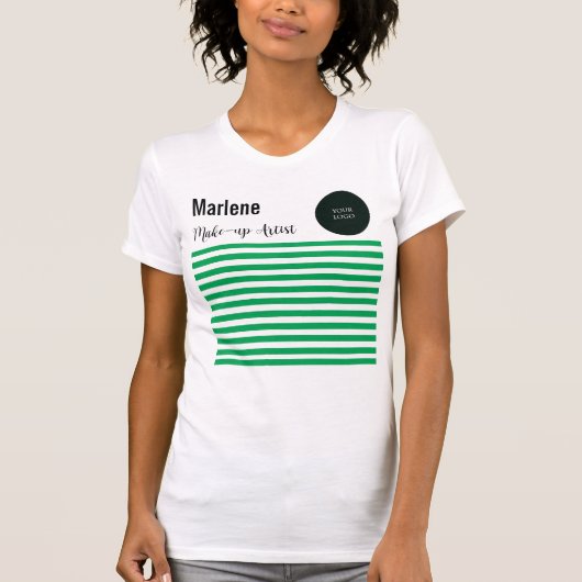 Professionele groene en witte strepen met Logo T-shirt (Voorkant)