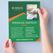 Professionele groene flyer met oranje streep (Hand)
