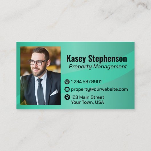 Professionele Groene Foto QR Code Modern Visitekaartje (Achterkant)