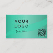 Professionele Groene Foto QR Code Modern Visitekaartje (Voorkant)