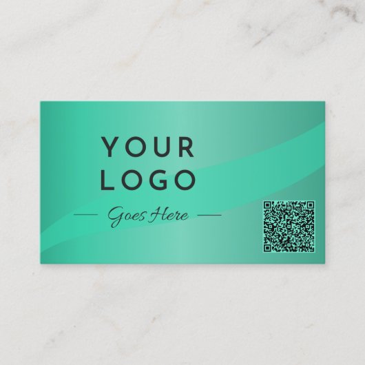 Professionele Groene Foto QR Code Modern Visitekaartje (Voorkant)