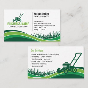 Professionele groene gazonverzorging Landscaping M Visitekaartje