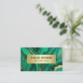 Professionele Groene Gouden Agaat Visitekaartje (Staand voorkant)