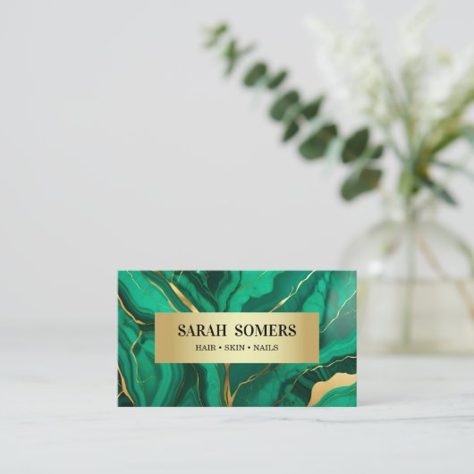 Professionele Groene Gouden Agaat Visitekaartje (Staand voorkant)