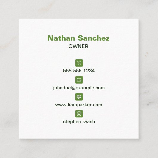 Professionele Groene Grasverzorging Tuinieren Maai Vierkante Visitekaartje (Voorkant)