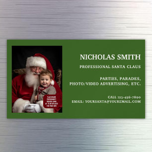 Professionele groene kerstman foto magnetisch visitekaartje
