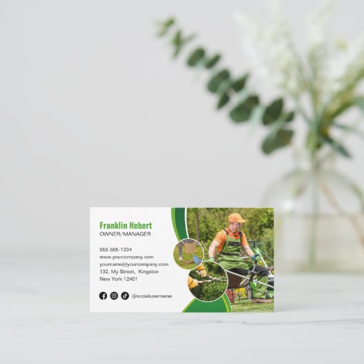 Professionele Groene Lawn Care Landscaping maaien Visitekaartje (Staand voorkant)