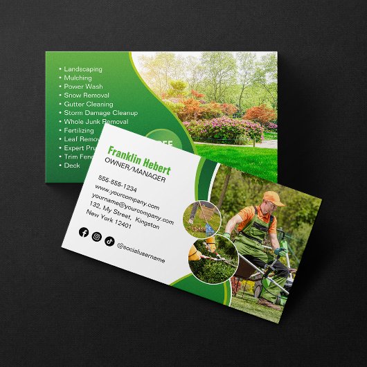 Professionele Groene Lawn Care Landscaping maaien Visitekaartje