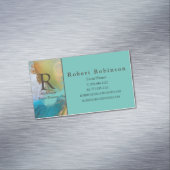 Professionele, groene lichtblauwe Blauwgroen marme Magnetisch Visitekaartje (Voorbeeld)