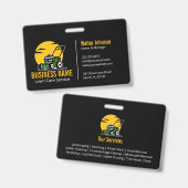 Professionele Groene Maai Service Gele Zon Badge (Voor- en achterkant)