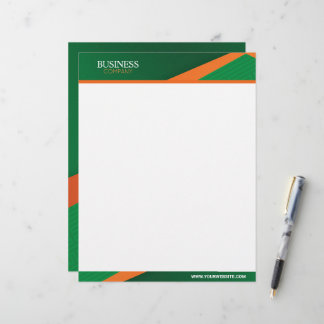 Professionele groene met oranje streep bedrijfside briefhoofd