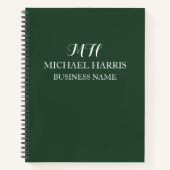 Professionele Groene Monogram Initiaal Zakelijk Notitieboek (Voorkant)