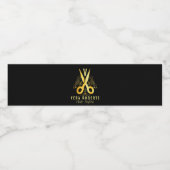 Professionele Haar Stylist Gouden Schaar & Schoonh Waterfles Etiket (Enkel label)