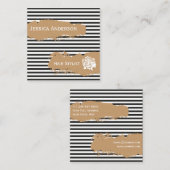 Professionele haarstijllijst Gold Black White Mode Vierkante Visitekaartje (Voorkant / Achterkant)