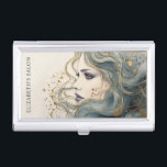 Professionele Haarstylist Beauty Salon Visitekaarthouder<br><div class="desc">Een elegant blauw en goud schoonheidssalon visitekaartje hoesje. Geweldig voor haar,  make-up en nagel salons. Ontworpen voor u door Blackberry Boulevard.</div>