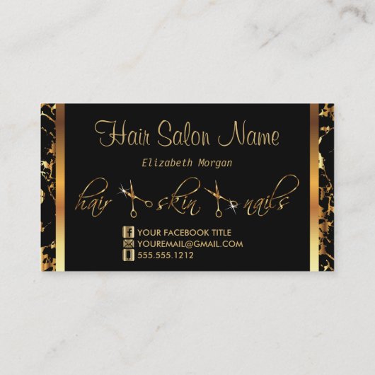 Professionele haarstylist - Gold marmer Visitekaartje (Achterkant)