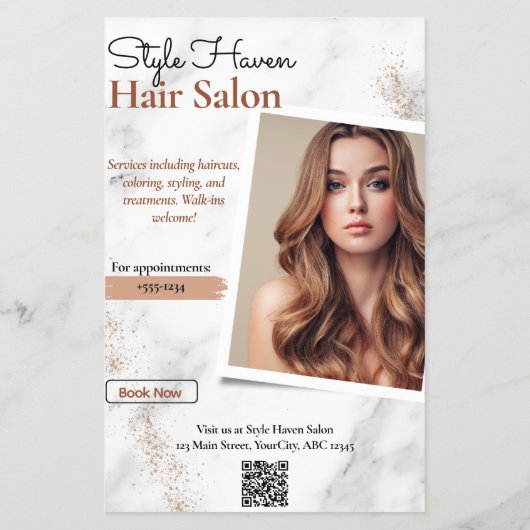 Professionele Hair Salon Services Flyer (Achterkant)